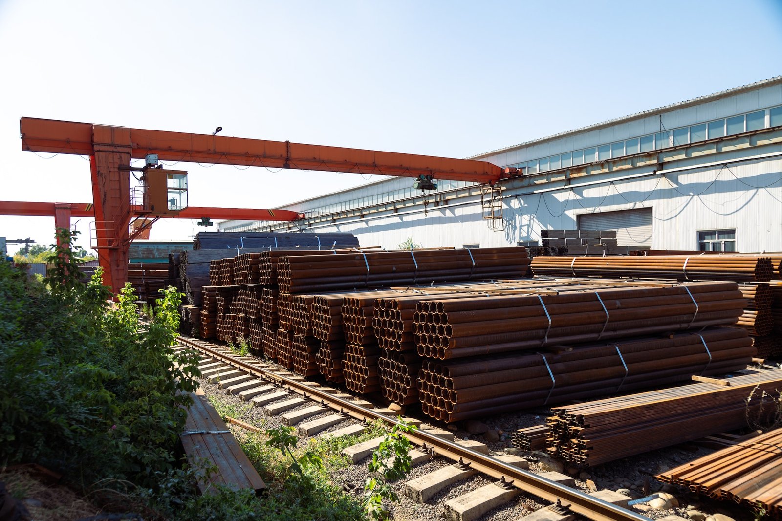 Gantry crane in the steel production factory